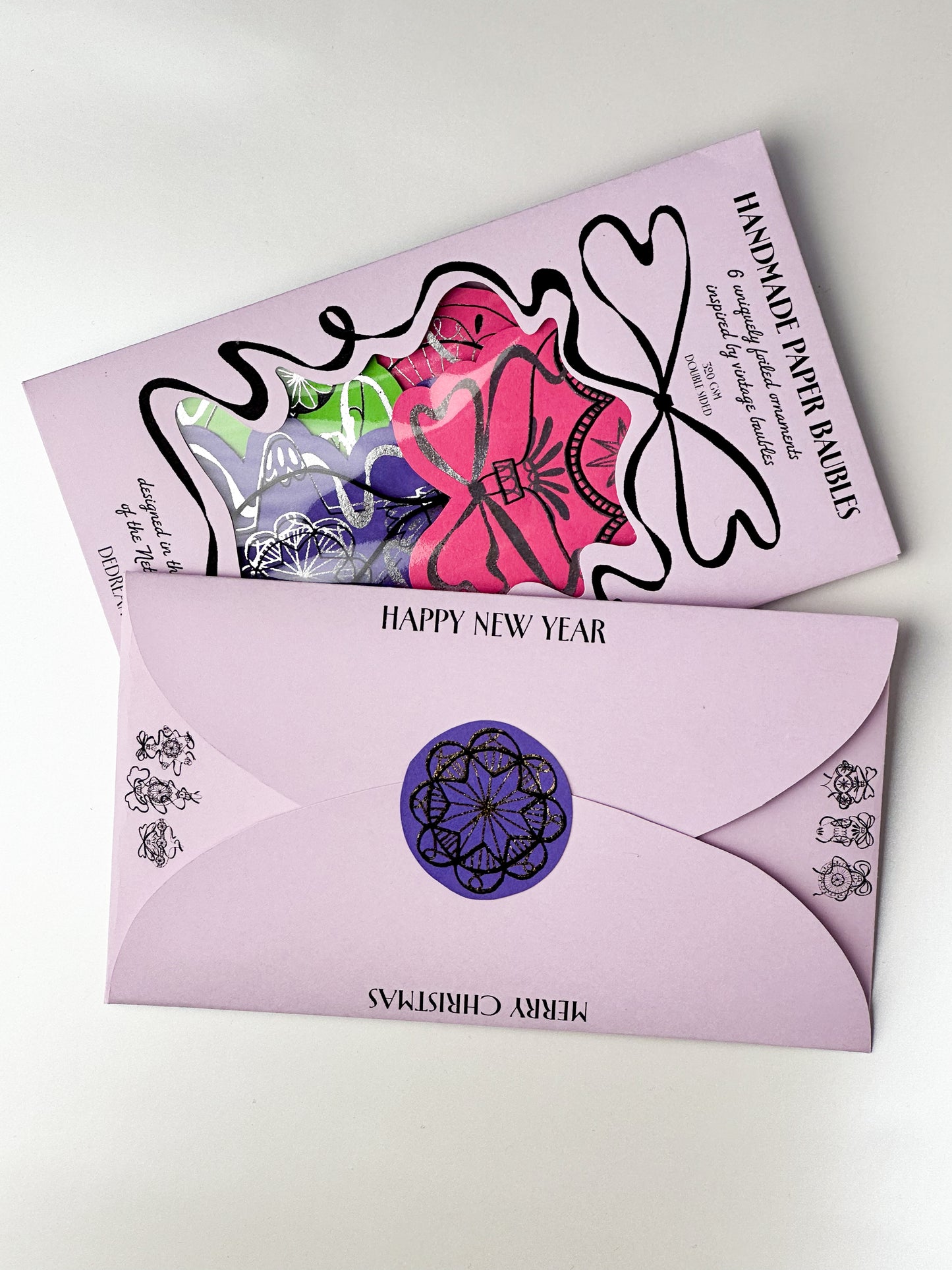 Handmade Paper Baubles - FUCHSIA/GREEN/PURPLE