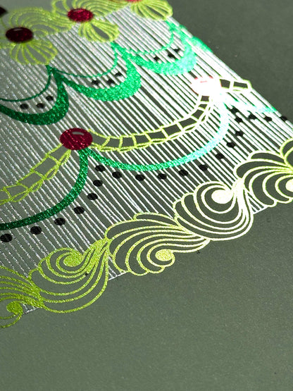 Merry Cherry Cake Foiled Print