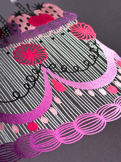 Very Berry Cake Foiled Print