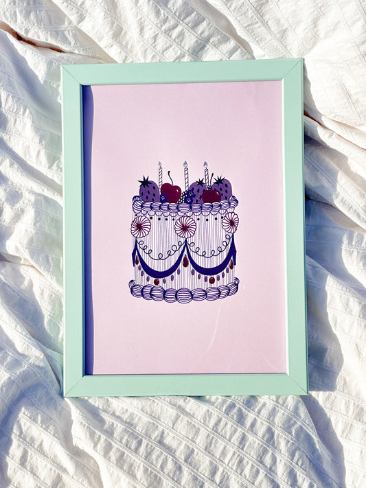 Very Berry Cake Foiled Print