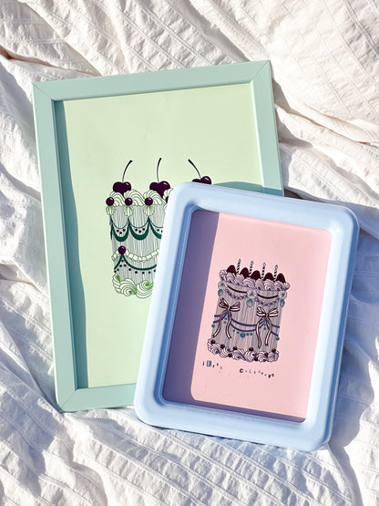 Merry Cherry Cake Foiled Print