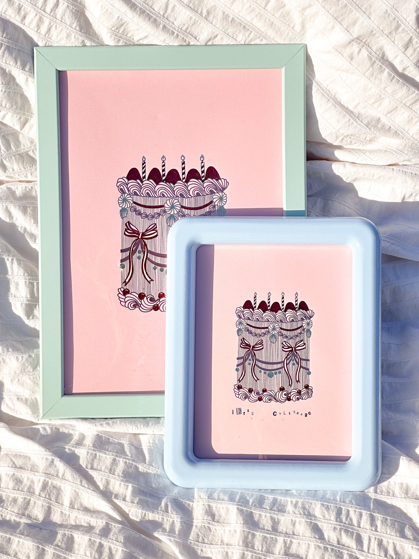 Red Ribbon Cake Foiled Print