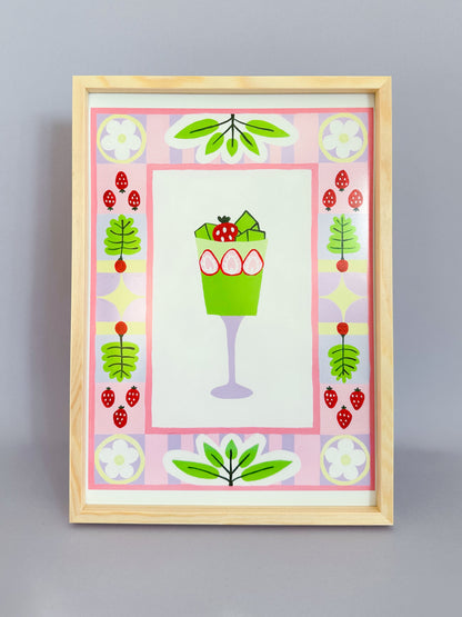 Matcha Strawberry Parfait Print