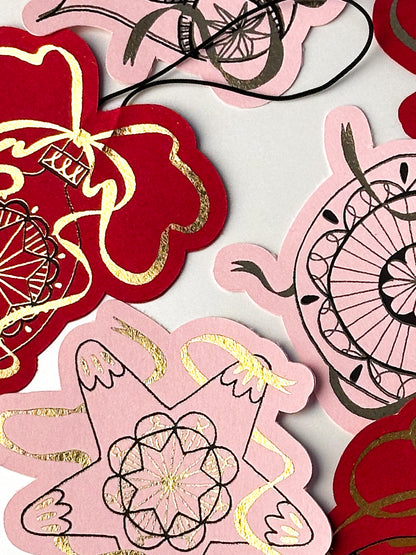 Handmade Paper Baubles - RED/PINK