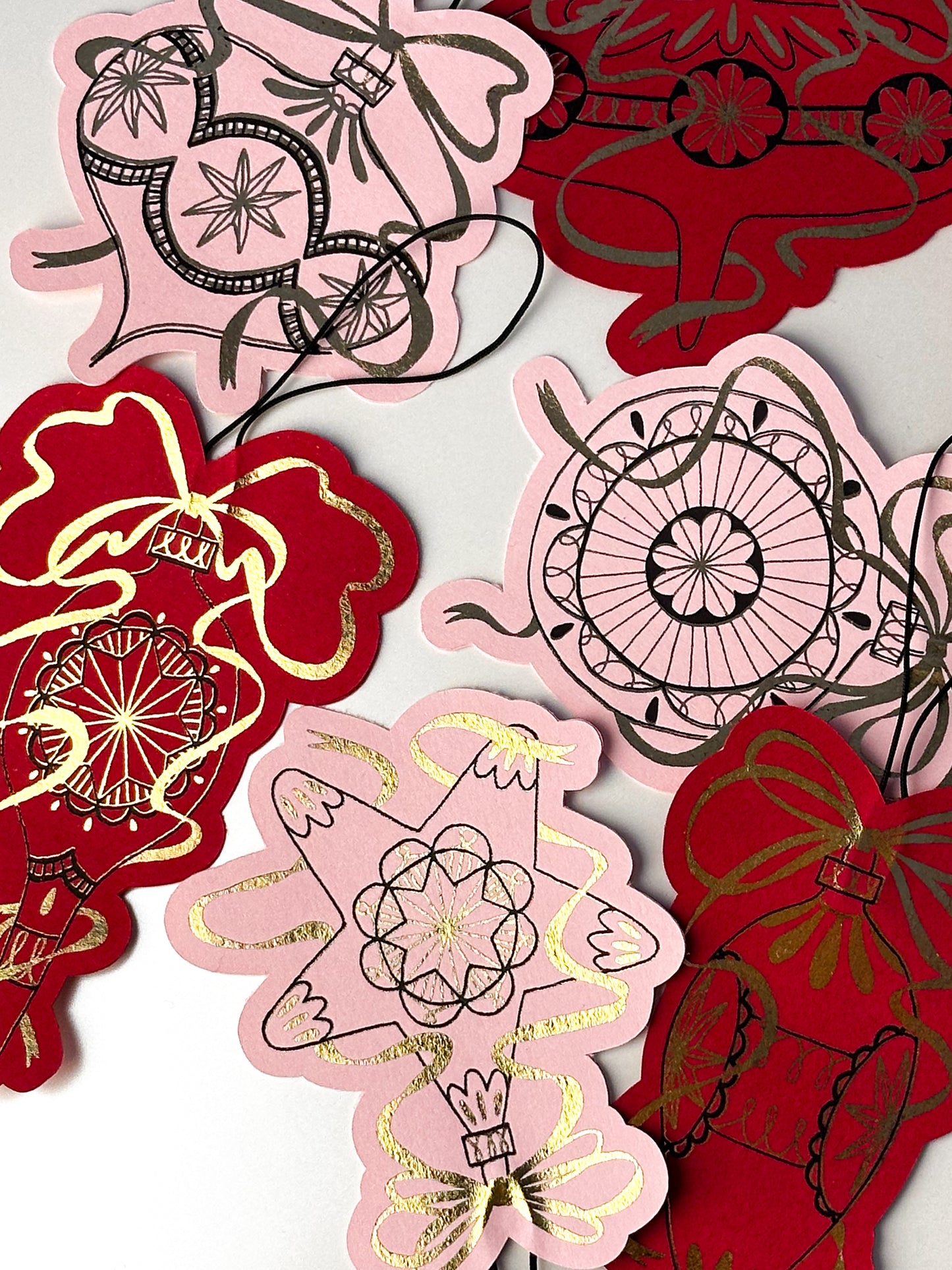 Handmade Paper Baubles - RED/PINK