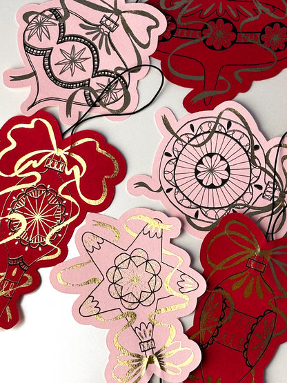 Handmade Paper Baubles - RED/PINK