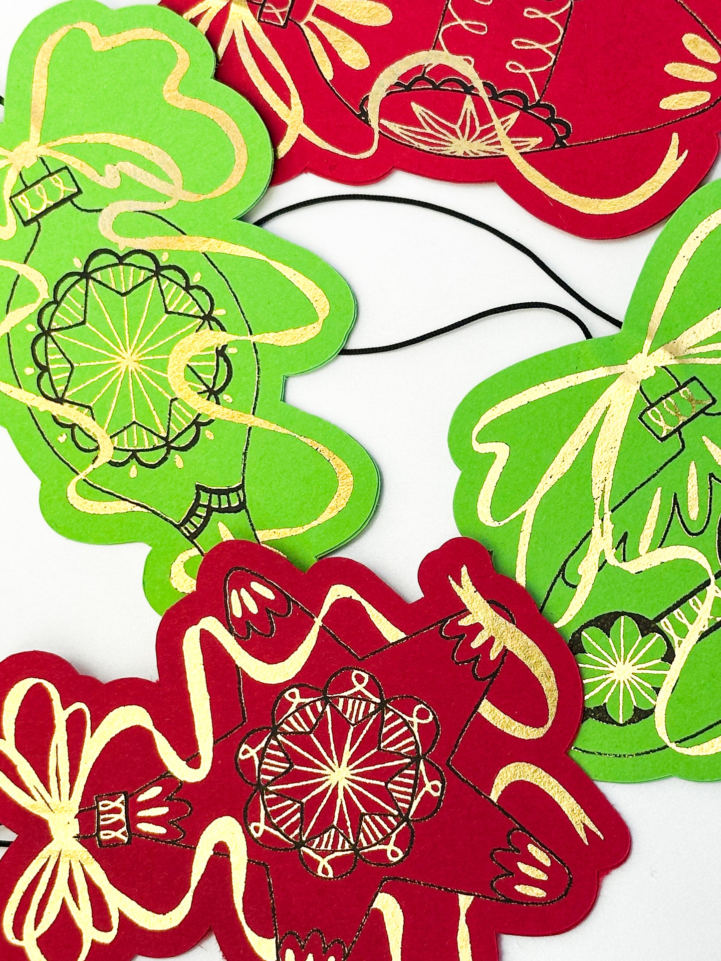 Handmade Paper Baubles - RED/GREEN