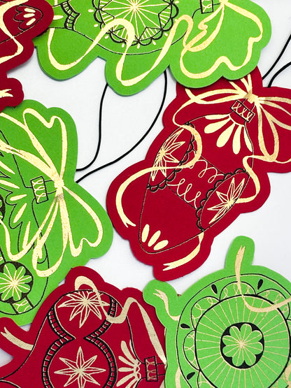Handmade Paper Baubles - RED/GREEN