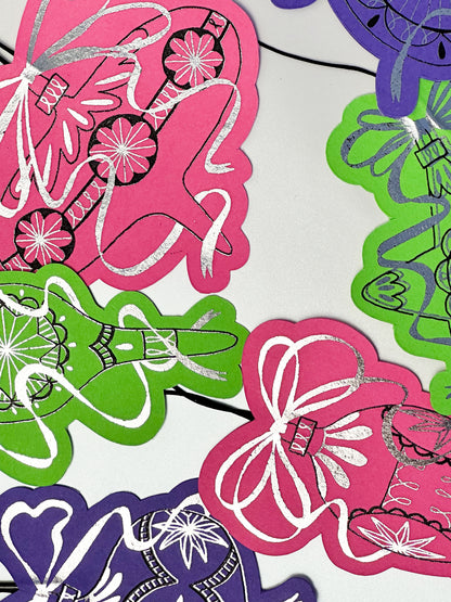 Handmade Paper Baubles - FUCHSIA/GREEN/PURPLE