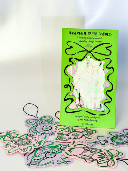 Handmade Paper Baubles - PINK/LILA