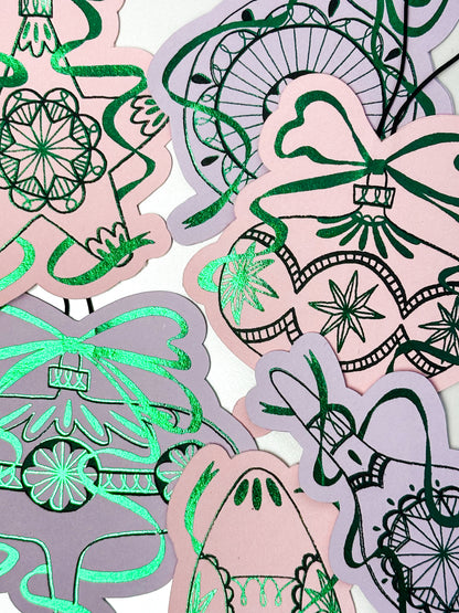 Handmade Paper Baubles - PINK/LILA