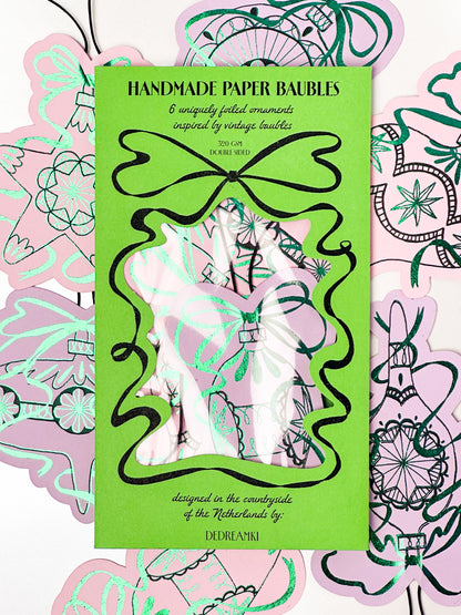 Handmade Paper Baubles - PINK/LILA