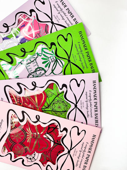 Handmade Paper Baubles - RED/GREEN