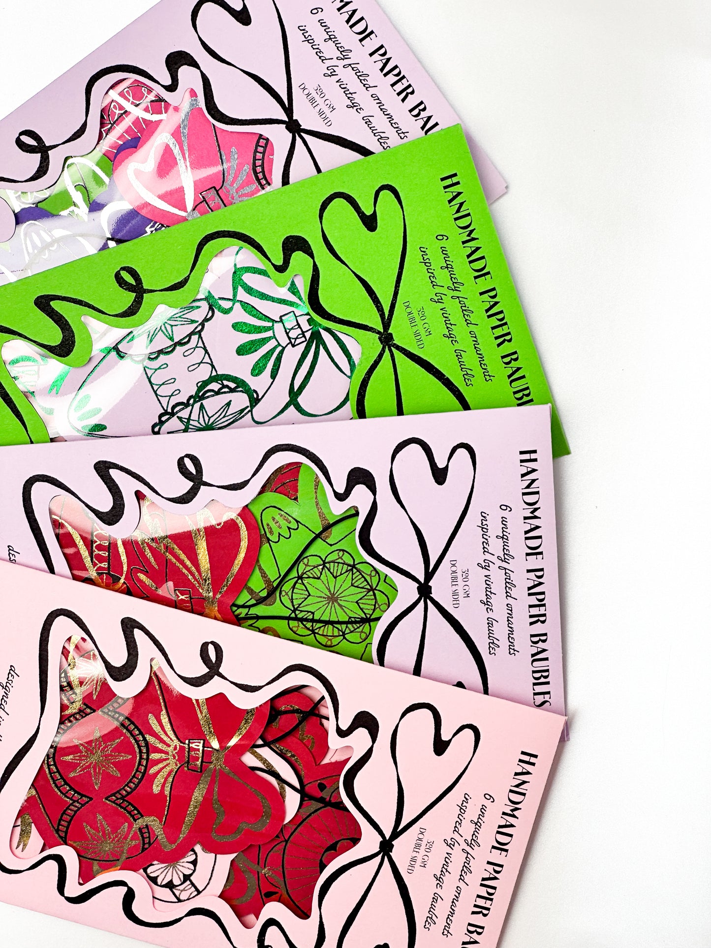 Handmade Paper Baubles - PINK/LILA