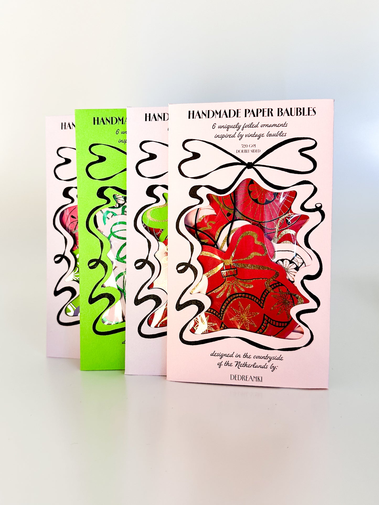 Handmade Paper Baubles - RED/GREEN