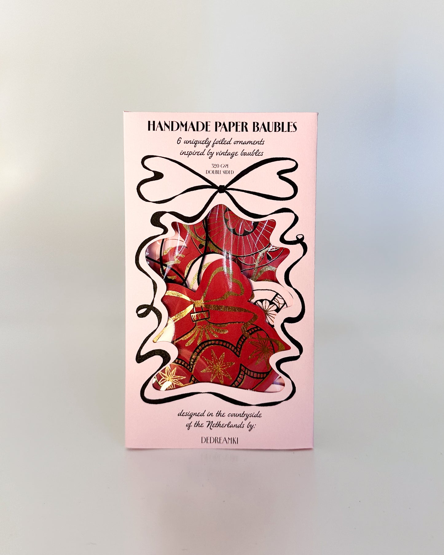 Handmade Paper Baubles - RED/PINK