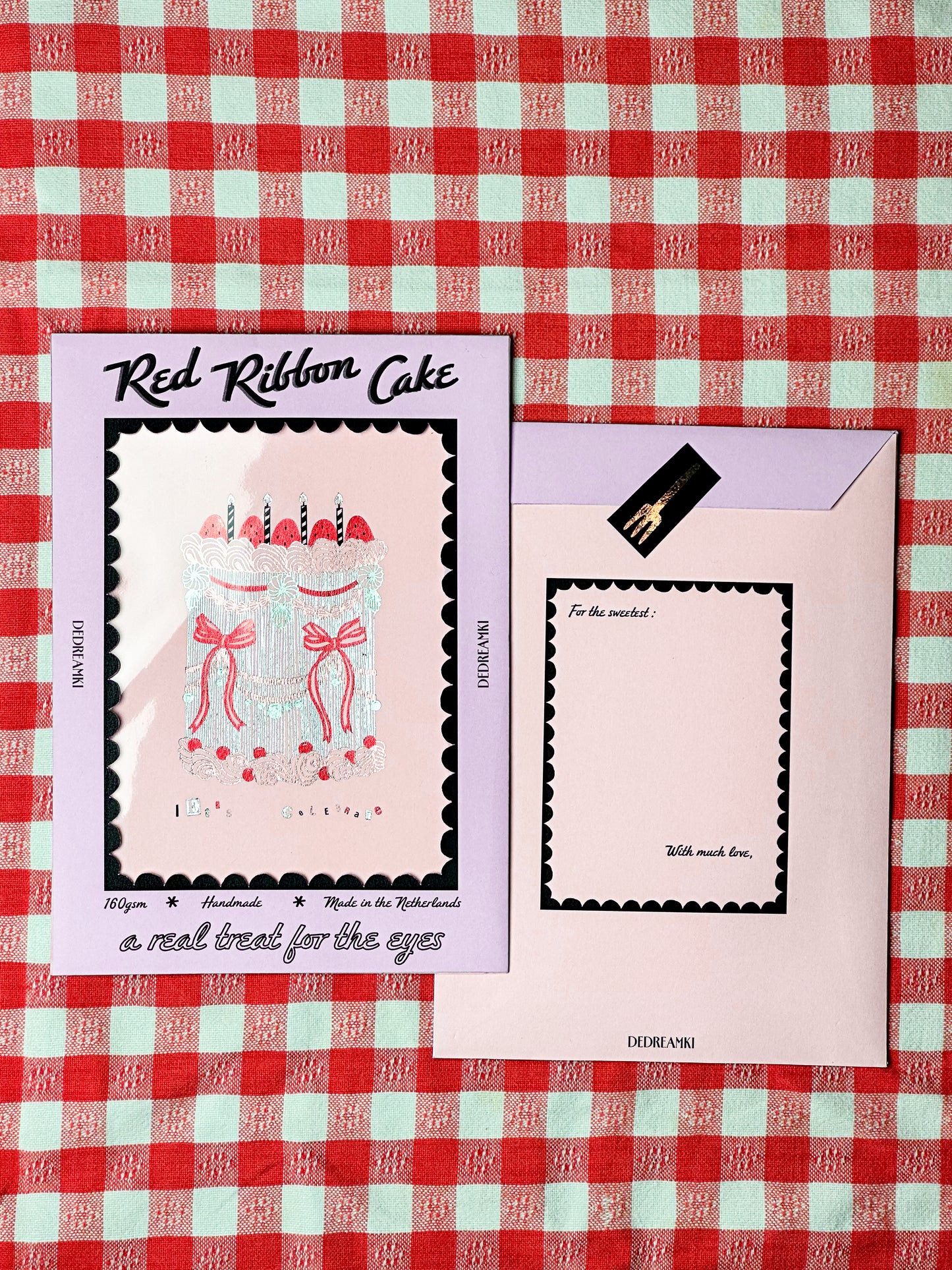 Red Ribbon Cake Foiled Print