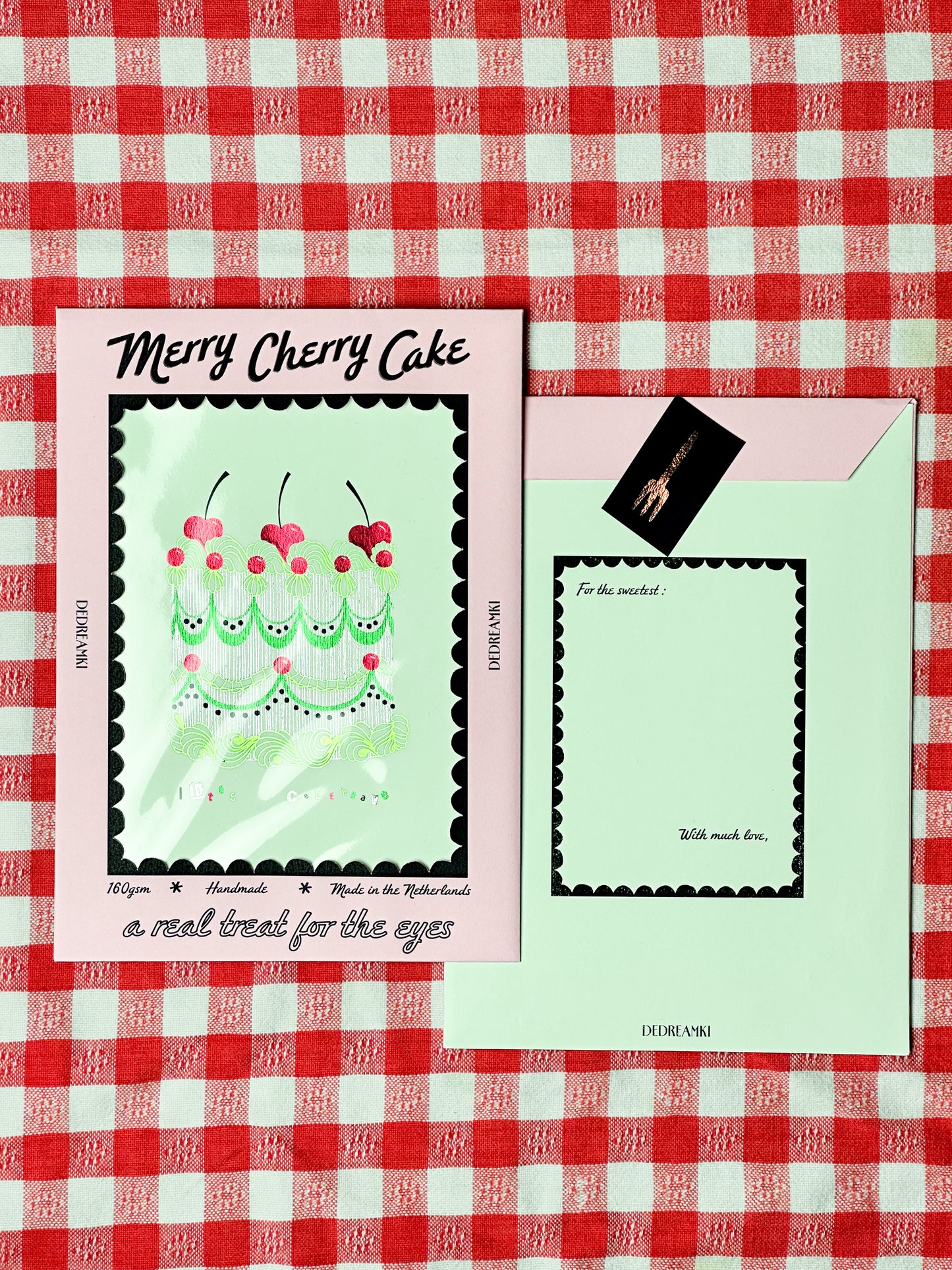 Merry Cherry Cake Foiled Print