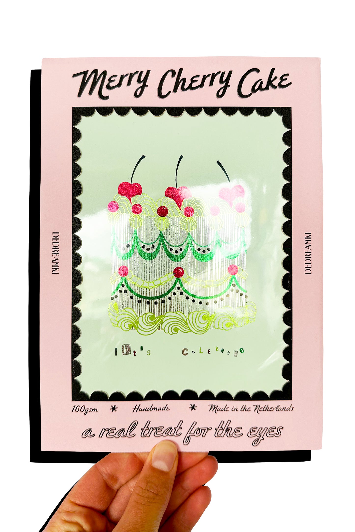 Merry Cherry Cake Foiled Print