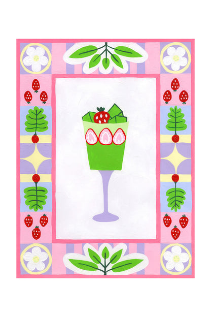 Matcha Strawberry Parfait Print