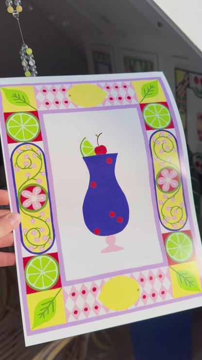 Citrus and Berries Cocktail Print