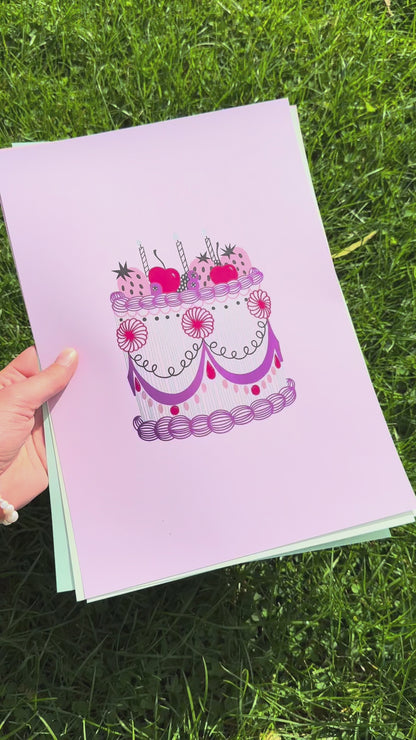 Very Berry Cake Foiled Print